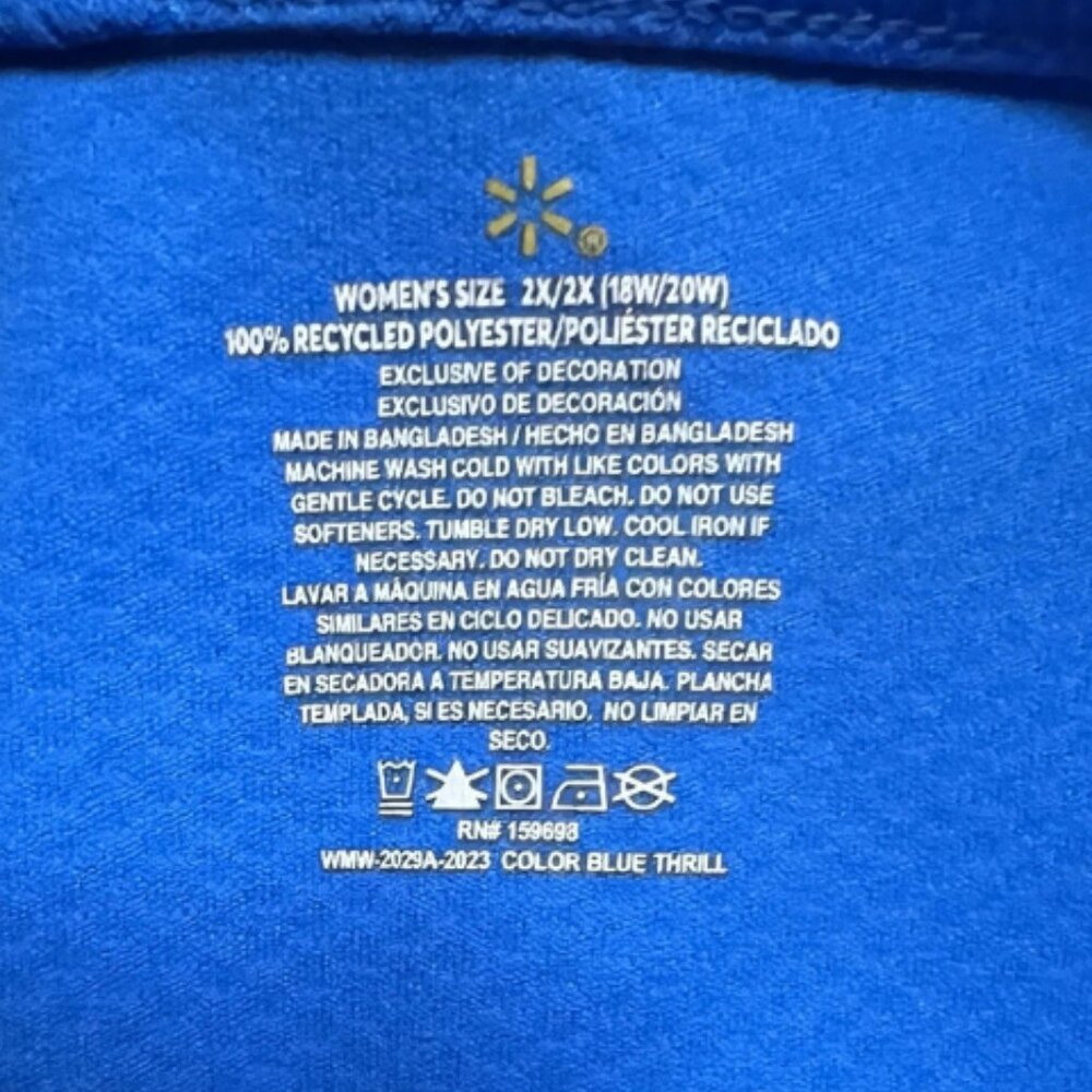Walmart Employee Vest Women's 2XL Blue W/Logo Tag Slit 2 Front Pockets Polyester - Picture 4 of 4